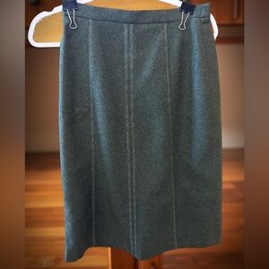 Retro 1970s Bavarian Wool Skirt Dk Green Oktoberfest Alpine  A-Line Sz 26